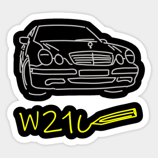 Mercedes W210 front simple sketch grey yellow Sticker